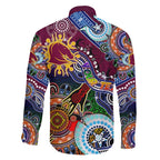 Personalised Broncos NAIDOC Week 2024 Family Matching Off Shoulder Maxi Dress and Hawaiian Shirt Australia Aboriginal Dot Painting