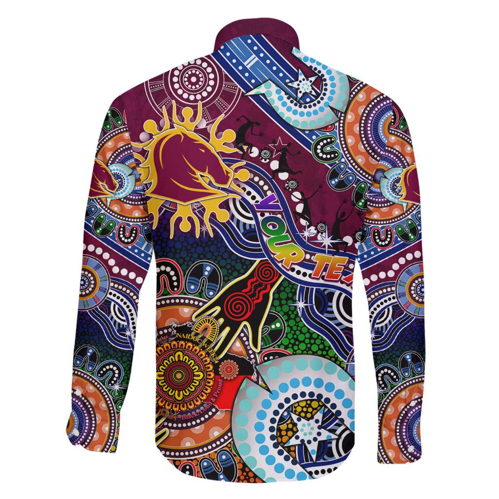 Personalised Broncos NAIDOC Week 2024 Family Matching Off Shoulder Short Dress and Hawaiian Shirt Australia Aboriginal Dot Painting