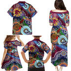 Personalised Broncos NAIDOC Week 2024 Family Matching Puletasi and Hawaiian Shirt Australia Aboriginal Dot Painting