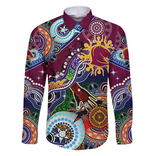 Personalised Broncos NAIDOC Week 2024 Family Matching Puletasi and Hawaiian Shirt Australia Aboriginal Dot Painting