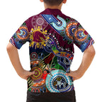 Personalised Broncos NAIDOC Week 2024 Family Matching Short Sleeve Bodycon Dress and Hawaiian Shirt Australia Aboriginal Dot Painting