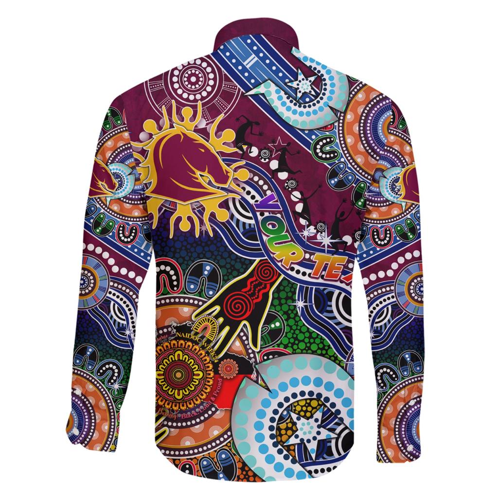 Personalised Broncos NAIDOC Week 2024 Family Matching Short Sleeve Bodycon Dress and Hawaiian Shirt Australia Aboriginal Dot Painting