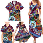 Personalised Broncos NAIDOC Week 2024 Family Matching Summer Maxi Dress and Hawaiian Shirt Australia Aboriginal Dot Painting