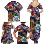 Personalised Broncos NAIDOC Week 2024 Family Matching Summer Maxi Dress and Hawaiian Shirt Australia Aboriginal Dot Painting