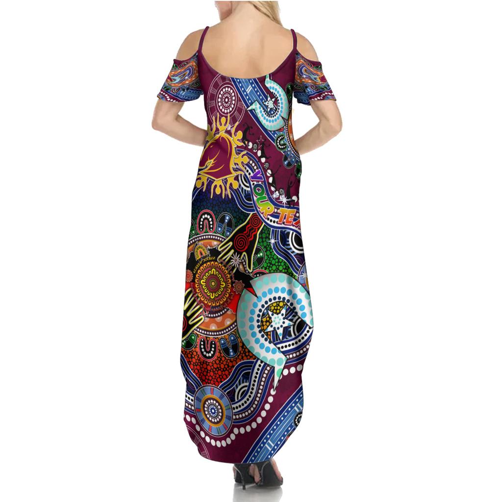 Personalised Broncos NAIDOC Week 2024 Family Matching Summer Maxi Dress and Hawaiian Shirt Australia Aboriginal Dot Painting