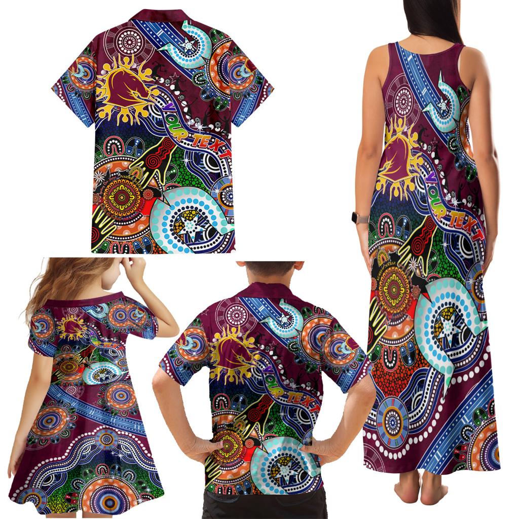 Personalised Broncos NAIDOC Week 2024 Family Matching Tank Maxi Dress and Hawaiian Shirt Australia Aboriginal Dot Painting