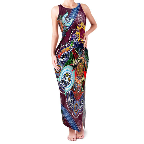 Personalised Broncos NAIDOC Week 2024 Family Matching Tank Maxi Dress and Hawaiian Shirt Australia Aboriginal Dot Painting