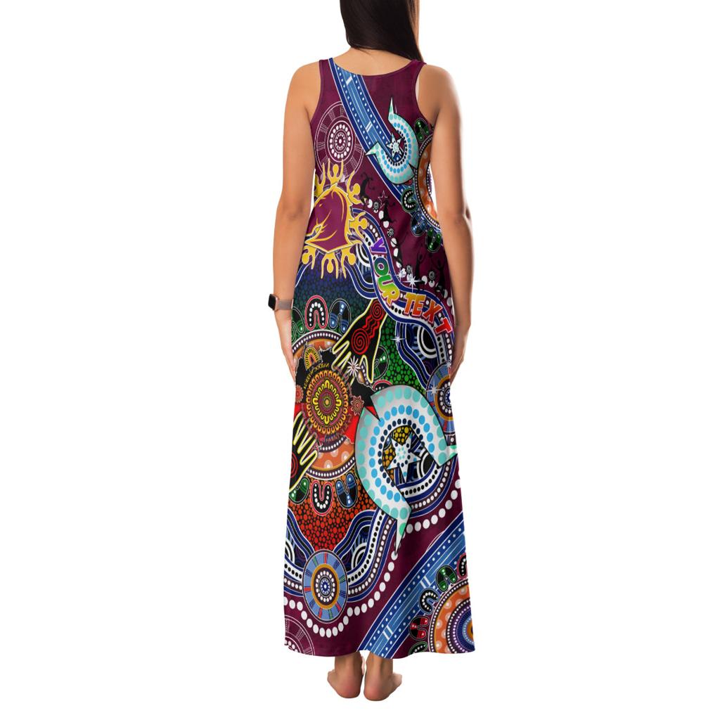 Personalised Broncos NAIDOC Week 2024 Family Matching Tank Maxi Dress and Hawaiian Shirt Australia Aboriginal Dot Painting