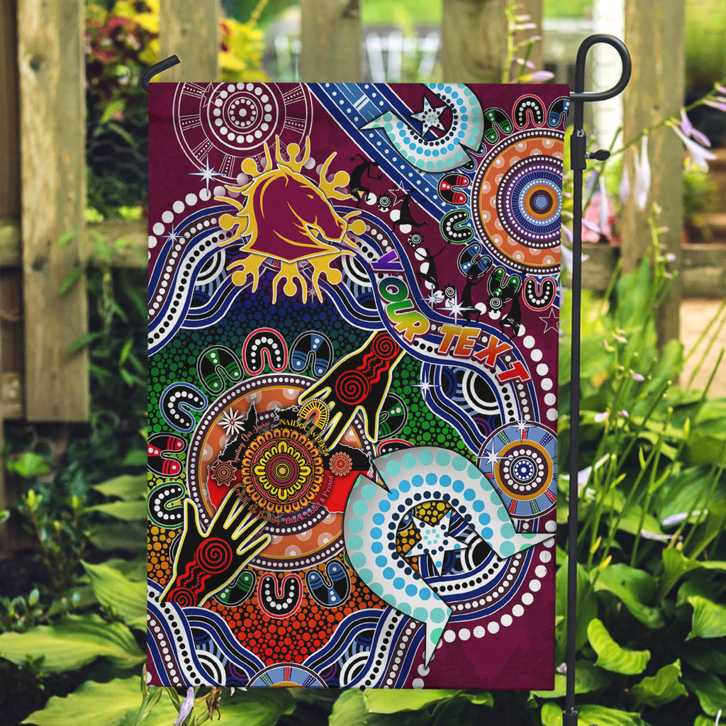 Personalised Broncos NAIDOC Week 2024 Garden Flag Australia Aboriginal Dot Painting