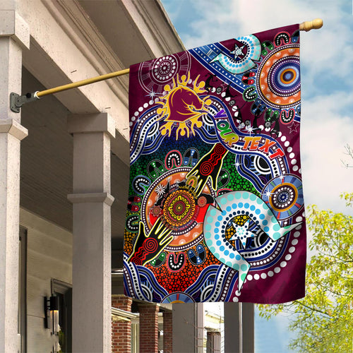 Personalised Broncos NAIDOC Week 2024 Garden Flag Australia Aboriginal Dot Painting