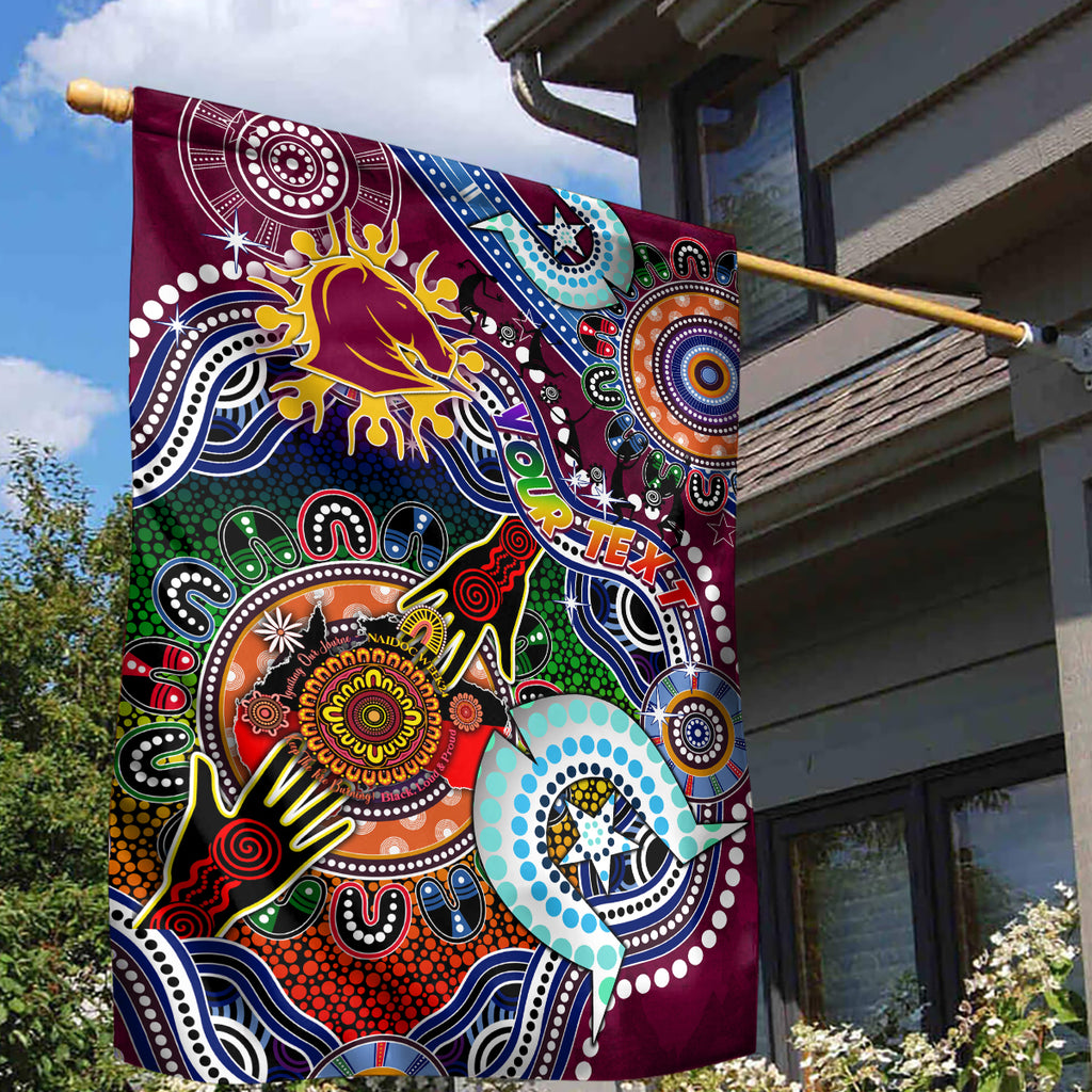 Personalised Broncos NAIDOC Week 2024 Garden Flag Australia Aboriginal Dot Painting