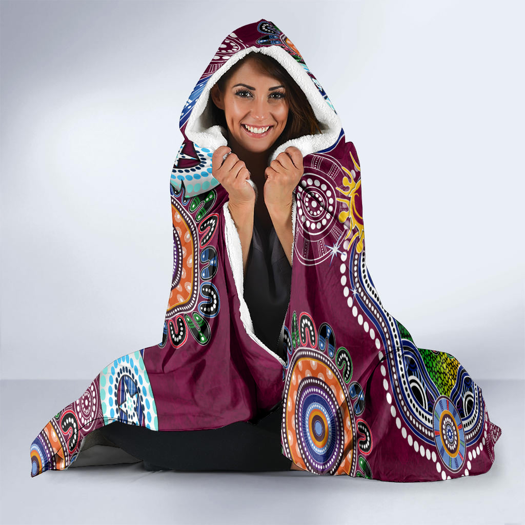 Personalised Broncos NAIDOC Week 2024 Hooded Blanket Australia Aboriginal Dot Painting