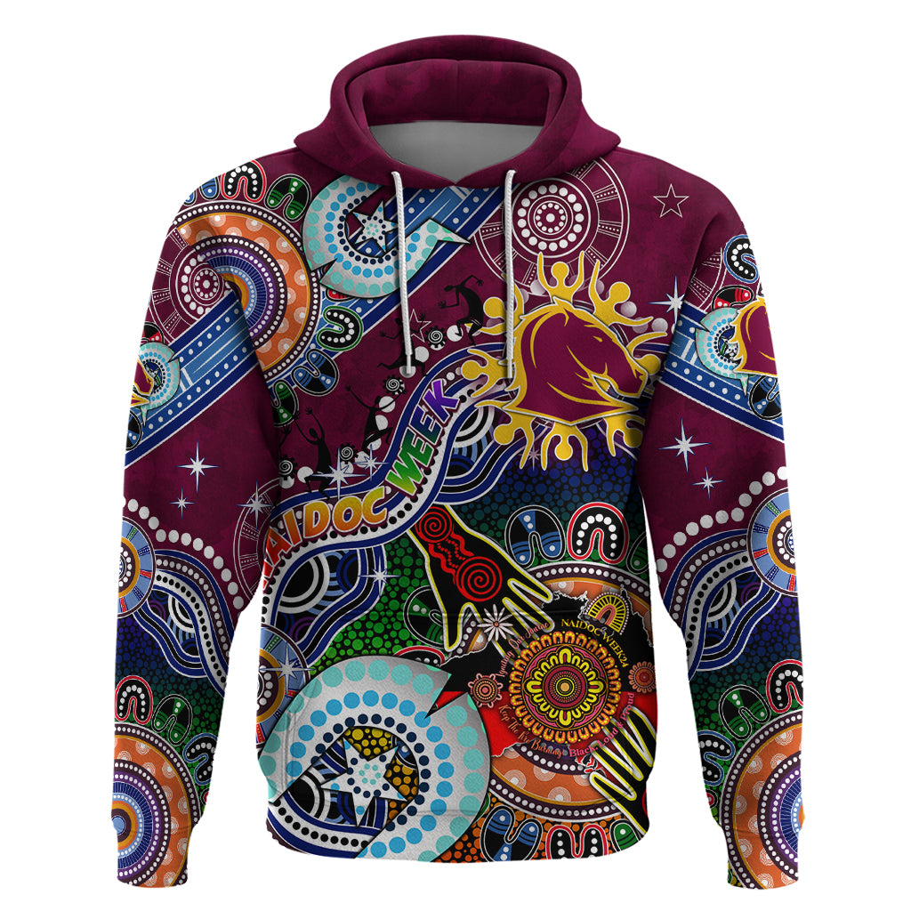 Personalised Broncos NAIDOC Week 2024 Hoodie Australia Aboriginal Dot Painting