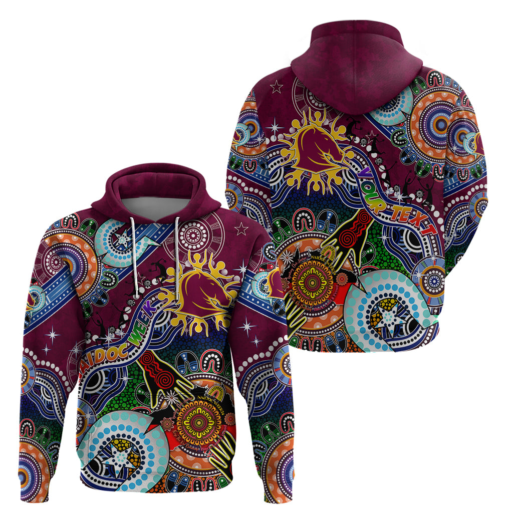 Personalised Broncos NAIDOC Week 2024 Hoodie Australia Aboriginal Dot Painting