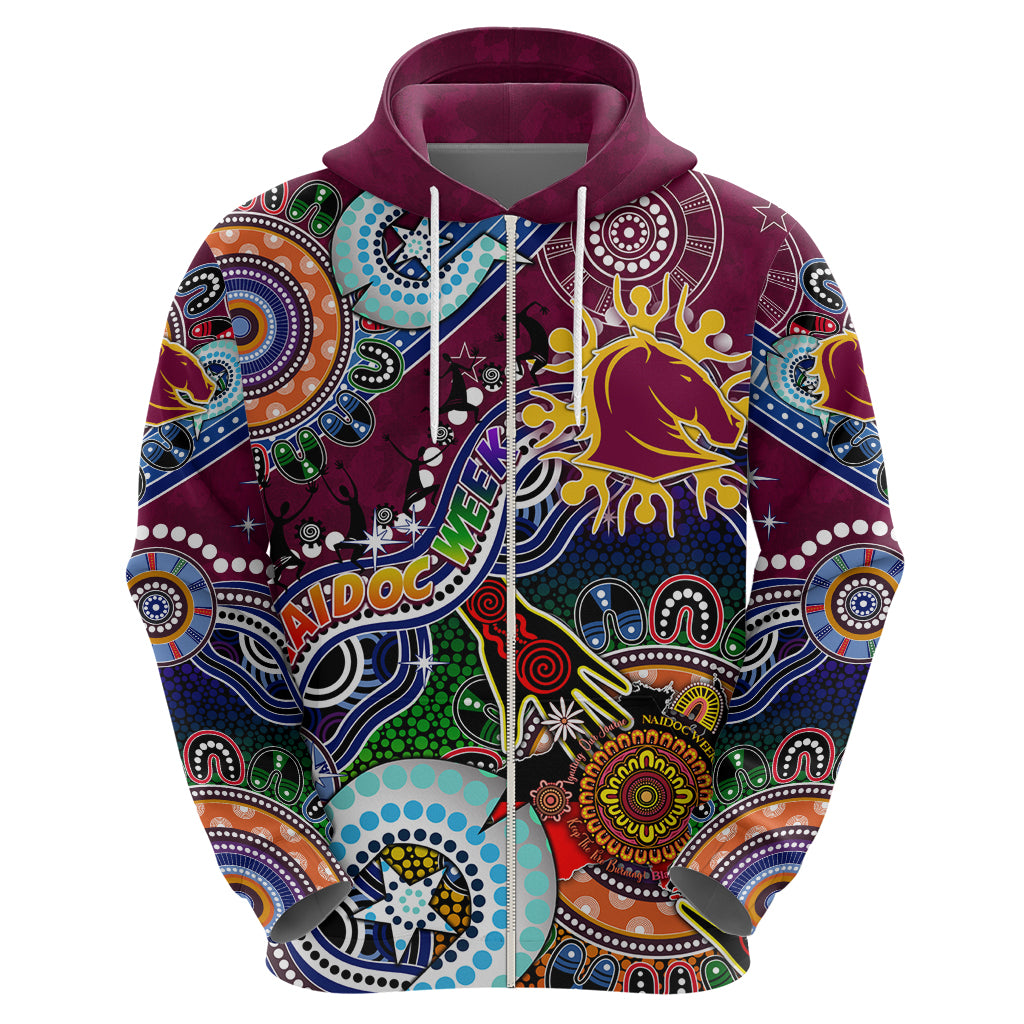 Personalised Broncos NAIDOC Week 2024 Hoodie Australia Aboriginal Dot Painting