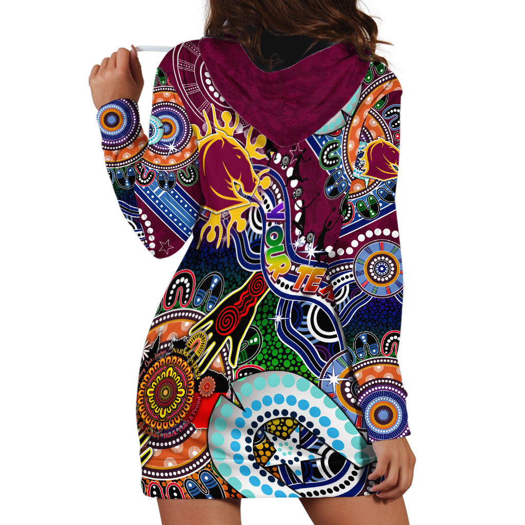 Personalised Broncos NAIDOC Week 2024 Hoodie Dress Australia Aboriginal Dot Painting