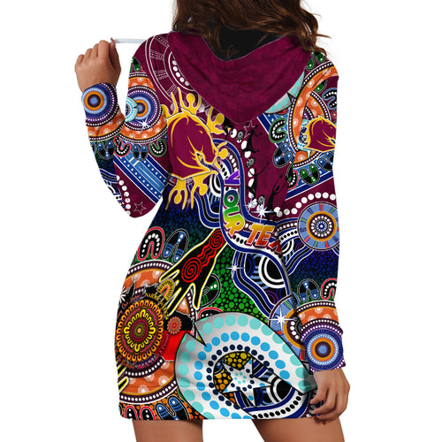 Personalised Broncos NAIDOC Week 2024 Hoodie Dress Australia Aboriginal Dot Painting