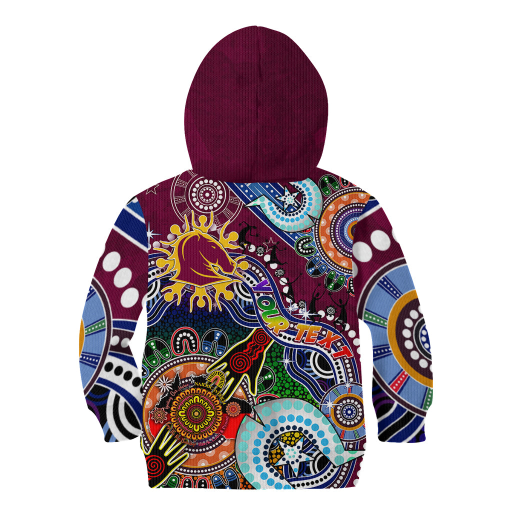 Personalised Broncos NAIDOC Week 2024 Kid Hoodie Australia Aboriginal Dot Painting