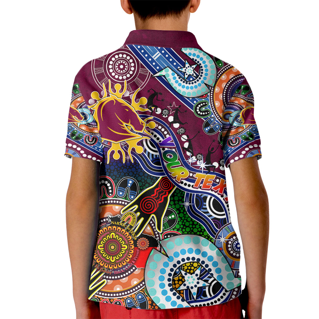 Personalised Broncos NAIDOC Week 2024 Kid Polo Shirt Australia Aboriginal Dot Painting