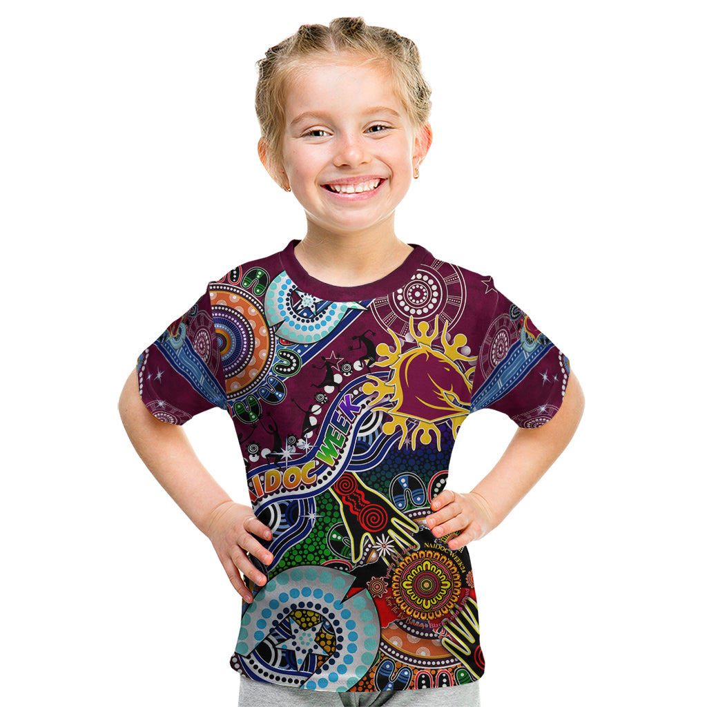 Personalised Broncos NAIDOC Week 2024 Kid T Shirt Australia Aboriginal Dot Painting