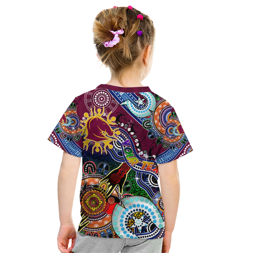 Personalised Broncos NAIDOC Week 2024 Kid T Shirt Australia Aboriginal Dot Painting