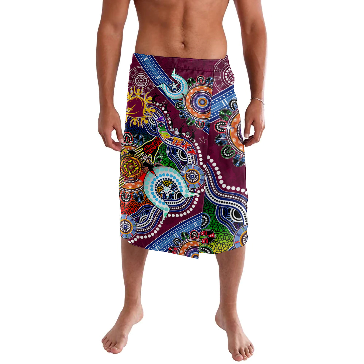 Personalised Broncos NAIDOC Week 2024 Lavalava Australia Aboriginal Dot Painting