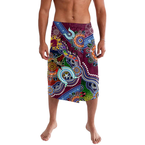 Personalised Broncos NAIDOC Week 2024 Lavalava Australia Aboriginal Dot Painting