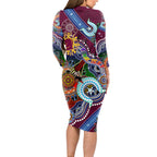 Personalised Broncos NAIDOC Week 2024 Long Sleeve Bodycon Dress Australia Aboriginal Dot Painting