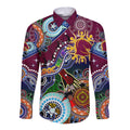 Personalised Broncos NAIDOC Week 2024 Long Sleeve Button Shirt Australia Aboriginal Dot Painting