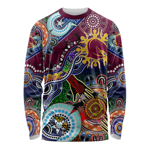 Personalised Broncos NAIDOC Week 2024 Long Sleeve Shirt Australia Aboriginal Dot Painting
