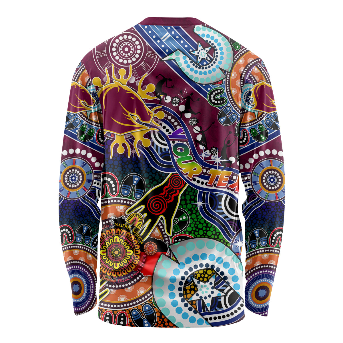 Personalised Broncos NAIDOC Week 2024 Long Sleeve Shirt Australia Aboriginal Dot Painting
