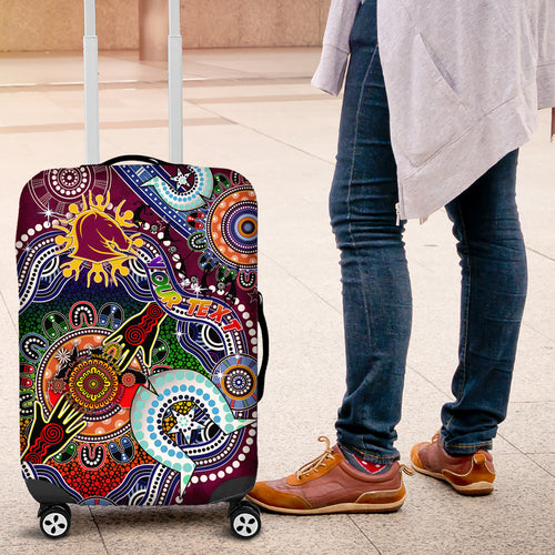 Personalised Broncos NAIDOC Week 2024 Luggage Cover Australia Aboriginal Dot Painting