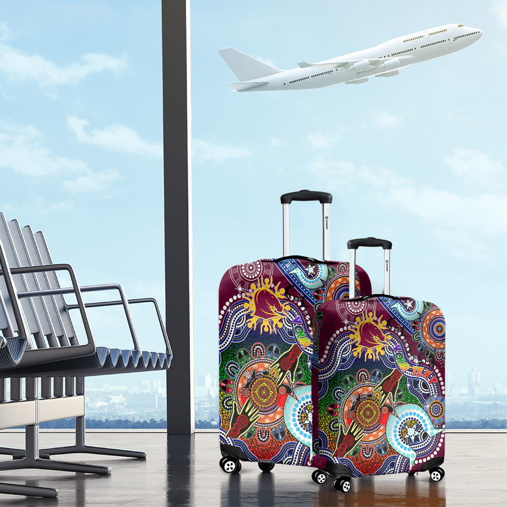 Personalised Broncos NAIDOC Week 2024 Luggage Cover Australia Aboriginal Dot Painting