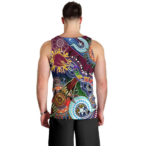Personalised Broncos NAIDOC Week 2024 Men Tank Top Australia Aboriginal Dot Painting