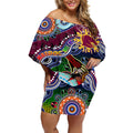 Personalised Broncos NAIDOC Week 2024 Off Shoulder Short Dress Australia Aboriginal Dot Painting
