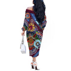 Personalised Broncos NAIDOC Week 2024 Off The Shoulder Long Sleeve Dress Australia Aboriginal Dot Painting