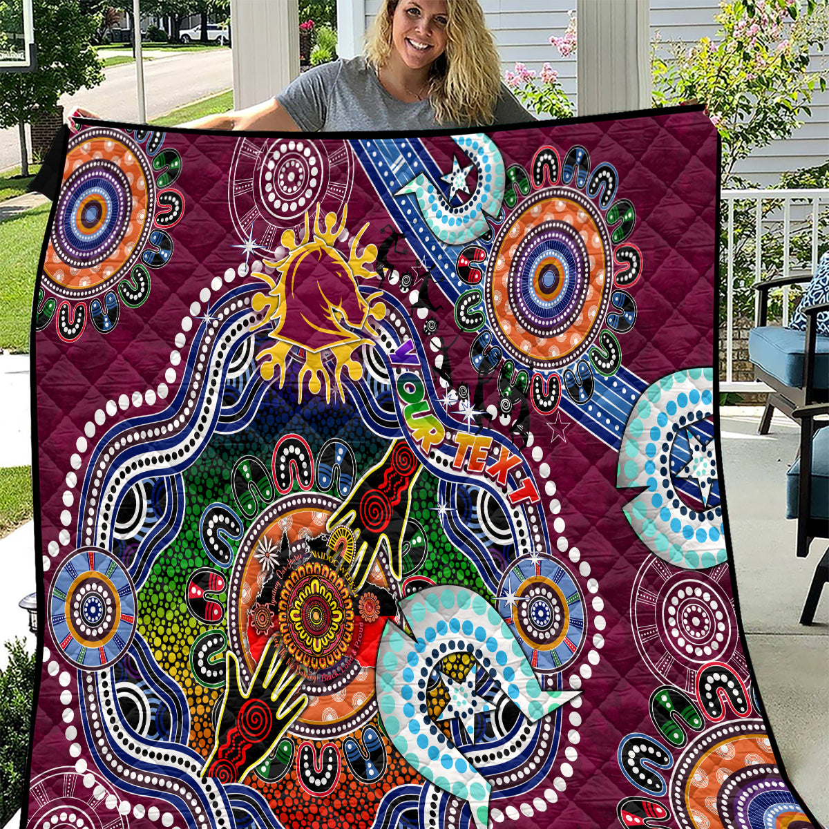 Personalised Broncos NAIDOC Week 2024 Quilt Australia Aboriginal Dot Painting