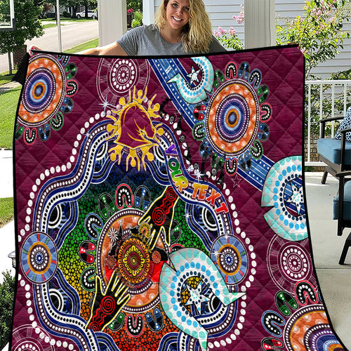 Personalised Broncos NAIDOC Week 2024 Quilt Australia Aboriginal Dot Painting