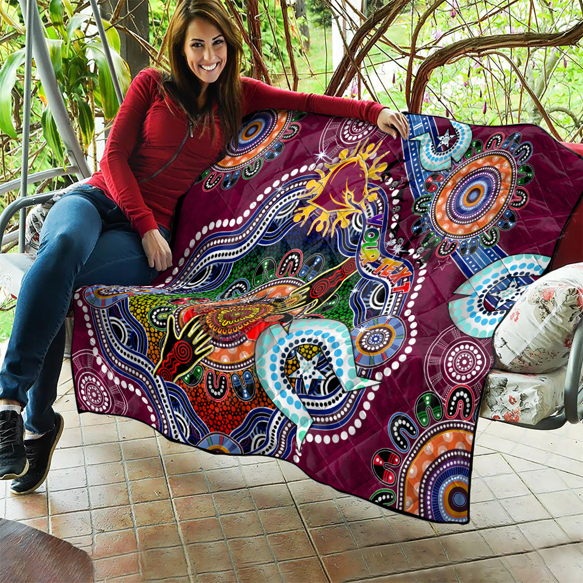 Personalised Broncos NAIDOC Week 2024 Quilt Australia Aboriginal Dot Painting