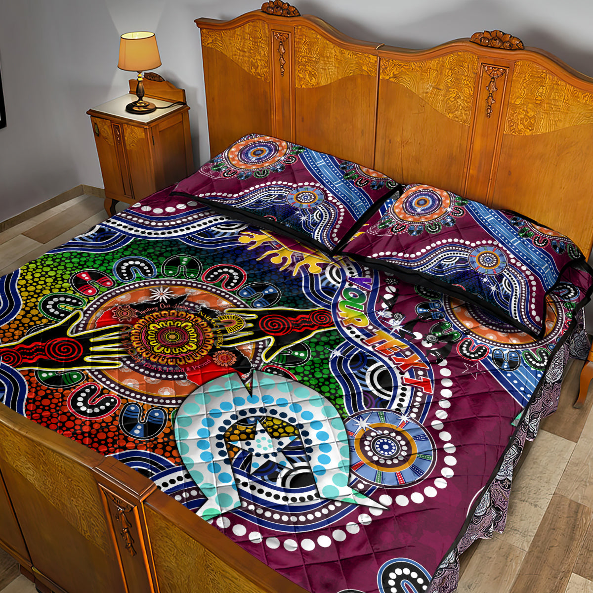 Personalised Broncos NAIDOC Week 2024 Quilt Bed Set Australia Aboriginal Dot Painting