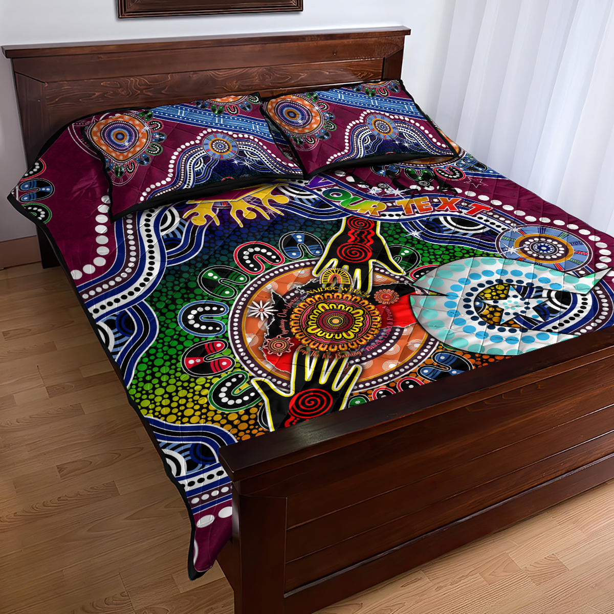 Personalised Broncos NAIDOC Week 2024 Quilt Bed Set Australia Aboriginal Dot Painting