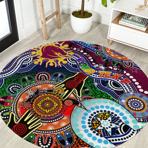 Personalised Broncos NAIDOC Week 2024 Round Carpet Australia Aboriginal Dot Painting