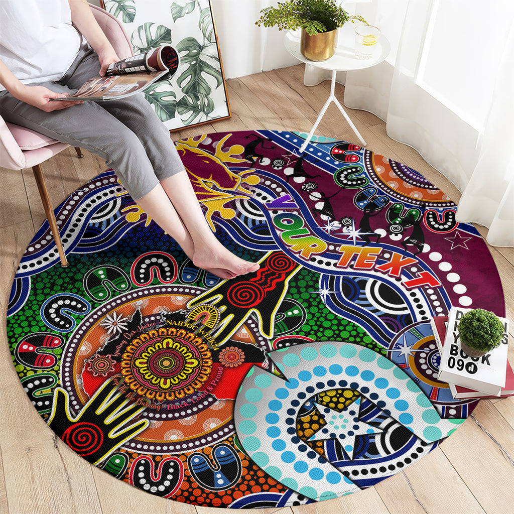 Personalised Broncos NAIDOC Week 2024 Round Carpet Australia Aboriginal Dot Painting