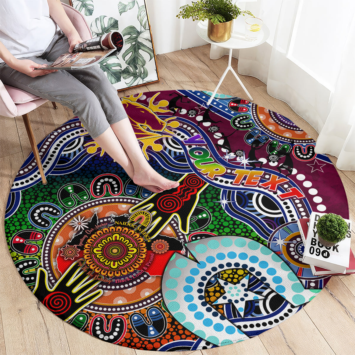 Personalised Broncos NAIDOC Week 2024 Round Carpet Australia Aboriginal Dot Painting
