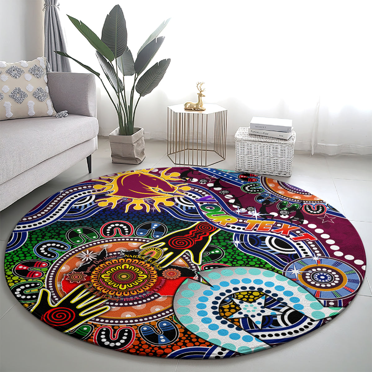Personalised Broncos NAIDOC Week 2024 Round Carpet Australia Aboriginal Dot Painting