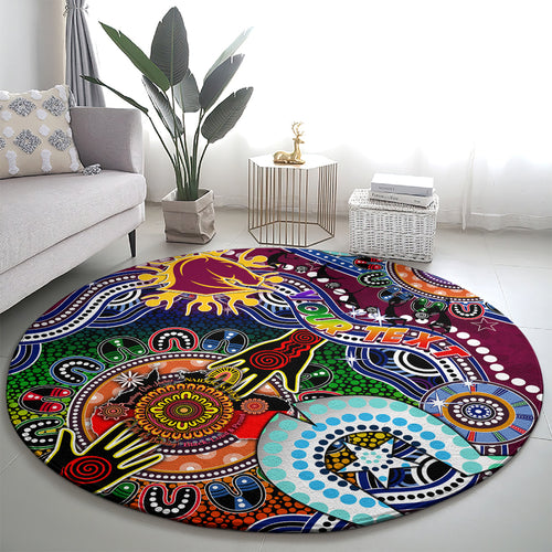 Personalised Broncos NAIDOC Week 2024 Round Carpet Australia Aboriginal Dot Painting