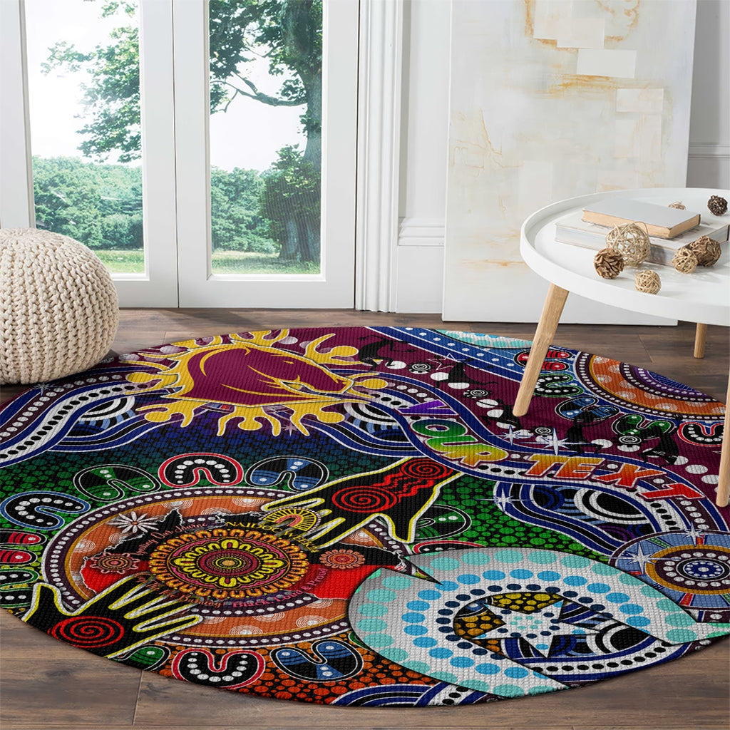 Personalised Broncos NAIDOC Week 2024 Round Carpet Australia Aboriginal Dot Painting