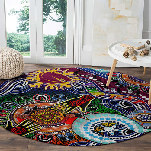 Personalised Broncos NAIDOC Week 2024 Round Carpet Australia Aboriginal Dot Painting