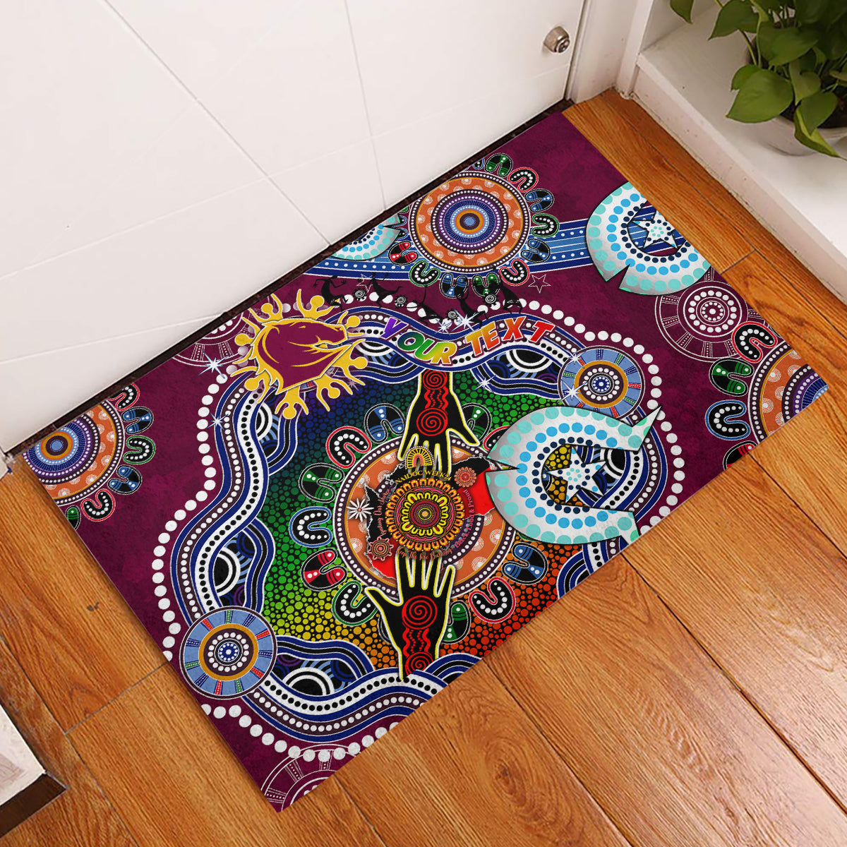 Personalised Broncos NAIDOC Week 2024 Rubber Doormat Australia Aboriginal Dot Painting