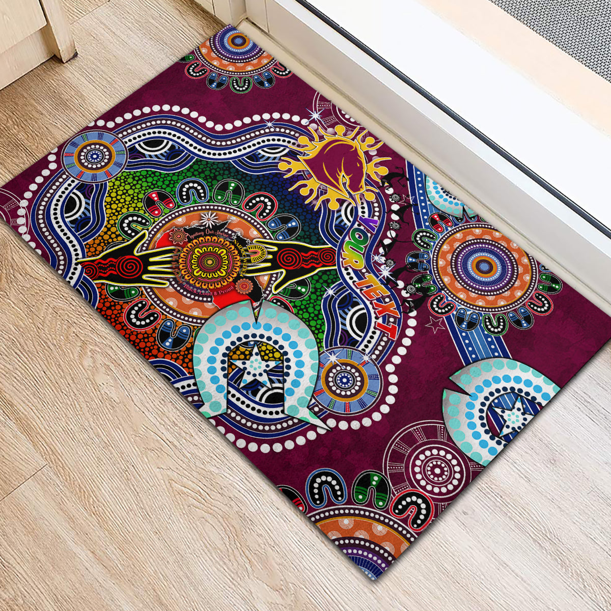 Personalised Broncos NAIDOC Week 2024 Rubber Doormat Australia Aboriginal Dot Painting